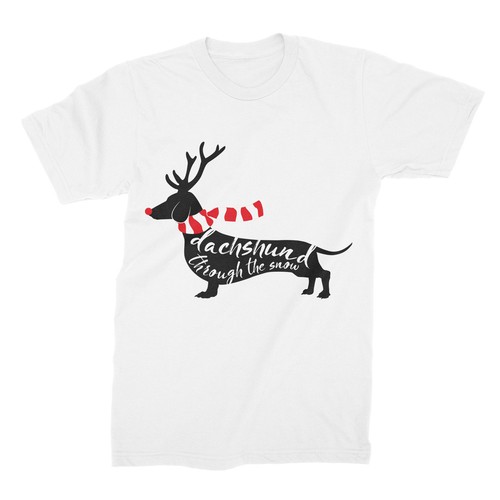 Dachshund Through The Snow T-Shirt Christmas Weiner Dog Shirt Cute Xmas Dog Tee - Picture 9 of 14