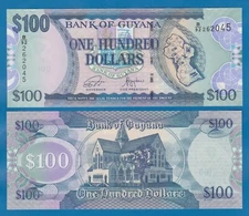 Guyana 100 Dollars P 36e ND 2022 UNC ( P 36 e )