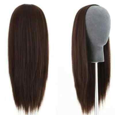 Silky Straight Human Hair Half Wig Brown Color Soft Remy Hair 3/4 Wig ...
