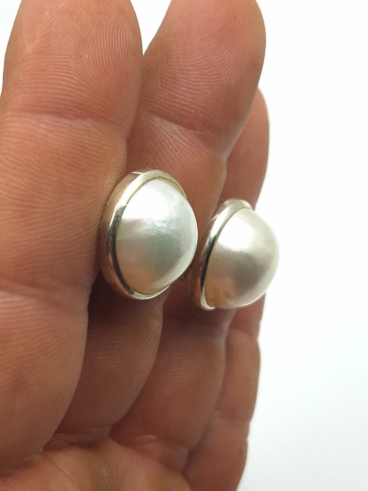 Orecchini Da Donna In Argento 925 Perla 17 MM Australiana Oro Bianco 18 Kt - Immagine 2 di 4