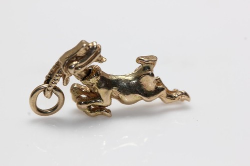 VINTAGE 14K GOLD 3D SOLID GOAT CHARM PENANDT 14KARAT MOVE Bubble HEAD Bracelet - Picture 6 of 6
