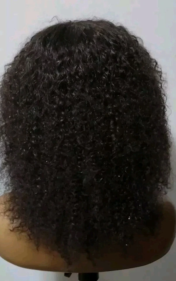 Peluca corta rizada afro cabello humano brasileño 18 pulgadas Foto 3 de 4