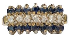 VTG Finecraft Sterling 925 Gold Wash Sapphire Blue & White CZ Ring SZ 8 4G 9mm