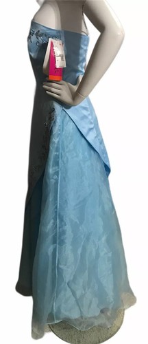 $159 Morgan & CO Womens Juniors Ice Blue Floral Beading Gown Dress Sz 5/6 - Picture 3 of 5