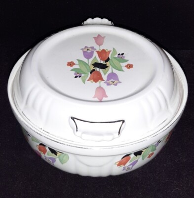 Vintage Crocus HALL'S Superior Quality Kitchenware 1.5 Qt Casserole Dish w Lid 