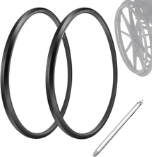 (1 Pair) Wheelchair Rear Wheel Replacement Tire, 24 "X 1" Universal Flat-Free Po
