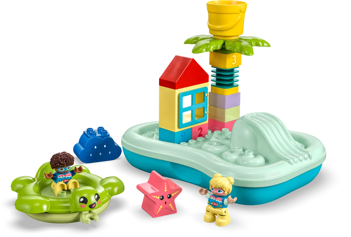 LEGO DUPLO Town Water Park 10989 Juego educativo de juguete de baño para  niños de 2 años en adelante, cuenta con un anillo de tortuga flotante y un