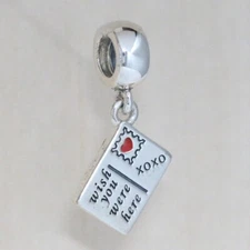 New Authentic Pandora Charm Wish You Were Here 791711ENMX W Tag & Suede Pouch