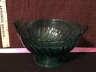 Swirl Pattern Footed  Bowl by Jeanette Glass Vintage 1930s Ultramarine Teal