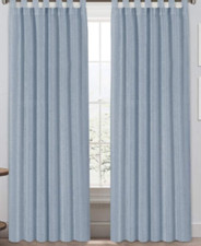 Pair 52" x 110" STONE BLUE / BLUE GRAY 70 LINEN TAB TOP CURTAIN PANELS SEMI S18