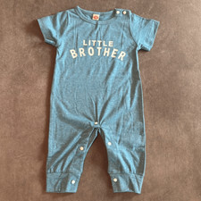 Infant Baby Boy Blue Romper Little Brother with Snap Closure Size 0-3 Months NEW