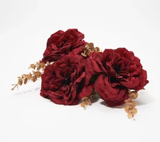 Peony Faux Floral Rose and Glitter Sprig Bouquet