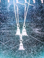 Halloween Silver Elegant Ghost Necklace And Earring Jewelry Set