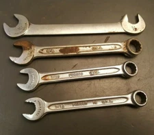 Lot of 4 Vintage Indestro Wrenches (1) Angled (3) Combo Made In USA