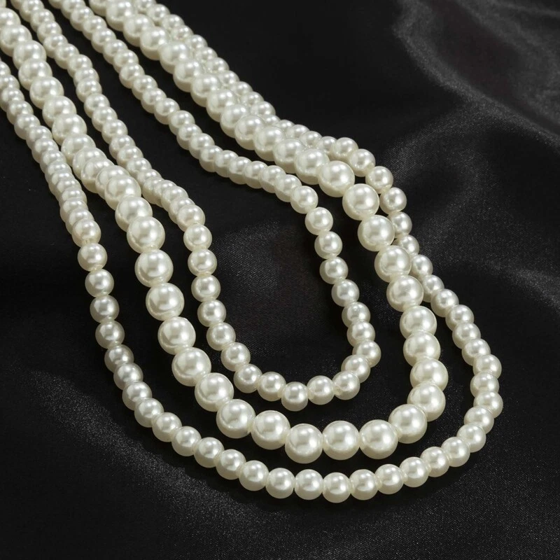 Long Pearl Necklaces for Women Girl Cream White Jewelry Be Stacked