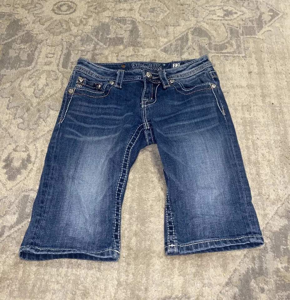 MISS ME Denim Stretch Bermuda Shorts Slim Size 12 Girls Youth - Image 2 of 4