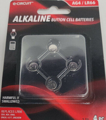 E-CIRCUIT (4-PACK) AG4 / LR66 Alkaline Button Cell Batteries 1.5 V Volt