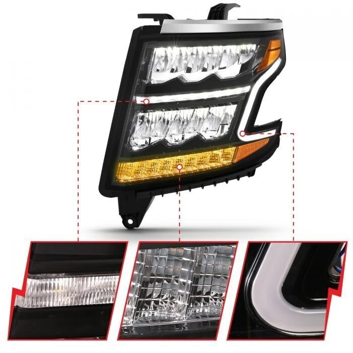 Lámpara faros LED ANZO 111478 negro/ámbar para Chevy Tahoe/Suburban 15-20 Foto 3 de 4
