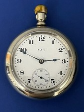 Antique 1922 ELGIN Grade 288 Model 5 18s 7j Pocket Watch Silverode Case