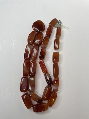Antique Carnelian Agate Beads Rectangle W Rounded Corners Beautiful Old Stones - Picture 4 of 18