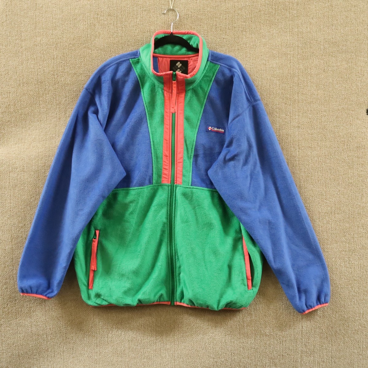 Columbia Back Bowl Fleece Men's XXL Lapis Blue Emerald Green