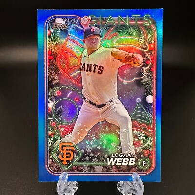 2024 Topps Holiday Logan Webb Blue Metallic Glitter #H122 San Francisco Giants