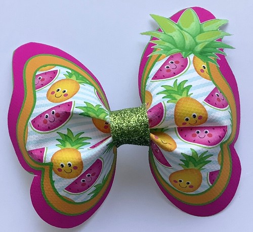 3D TROPICAL VIBES 3.5 BUTTERFLY PRINTED CANVAS FABRIC BOW TEMP FOR HAIR BOWS - Picture 2 of 4