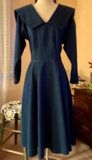 VTG GUNNE SAX BY JESSICA MC CLINTOCK CHAMBRAY LONG SLV FLARED DRESS NO SZ LABEL