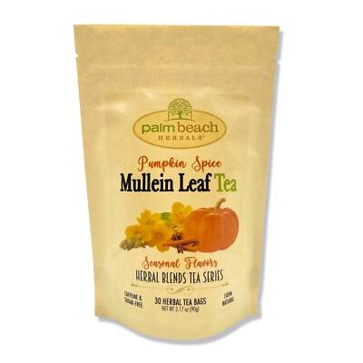 Pumpkin Spice Mullein Leaf Tea by Palm Beach Herbals | 30ct, Caffeine-Free 