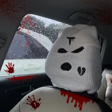 Funny Car Halloween Decorations Seat Pillow Cover Full Face Mask For SUV Van