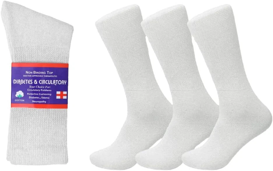 3-12 pares de calcetines de algodón para diabéticos para hombres y mujeres talla 9-15 Foto 2 de 4