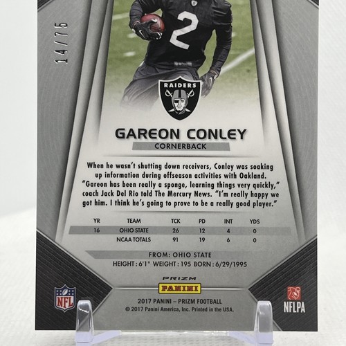 2017 Panini Prizm Rookies Purple Crystals /75 Gareon Conley #264 Rookie RC - Picture 6 of 6