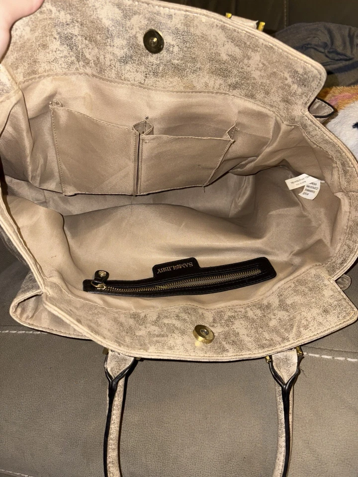 "Sam & Libby" Vegan Leather Satchel handbag - Cream with soft gold dappling Y2K - Image 4 of 4