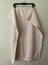 Vintage Quilted Baby Blanket with Satin Trim stain
