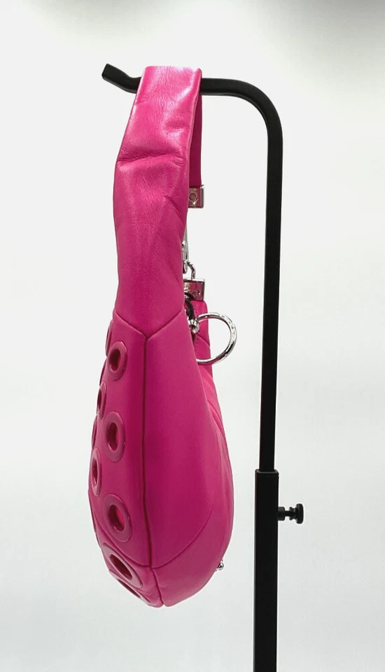 Bolso de Hombro Rebecca Minkoff Mini Croissant Ojales Rosa Cósmico Nuevo con Etiquetas Foto 2 de 4