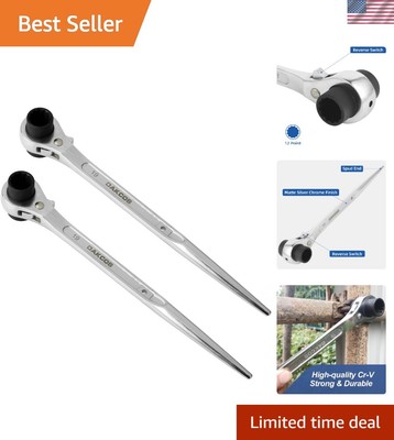 2 Pieces 19mm×22mm OR 3/4''×7/8'' 12 Point Double Ended Socket Ratcheting Podge...