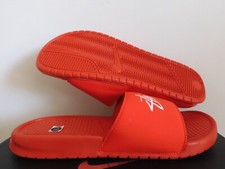 MENS NIKE X STUSSY BENASSI SLIDES / SANDALS HABANERO RED-WHT SZ 13 CW2787-600 