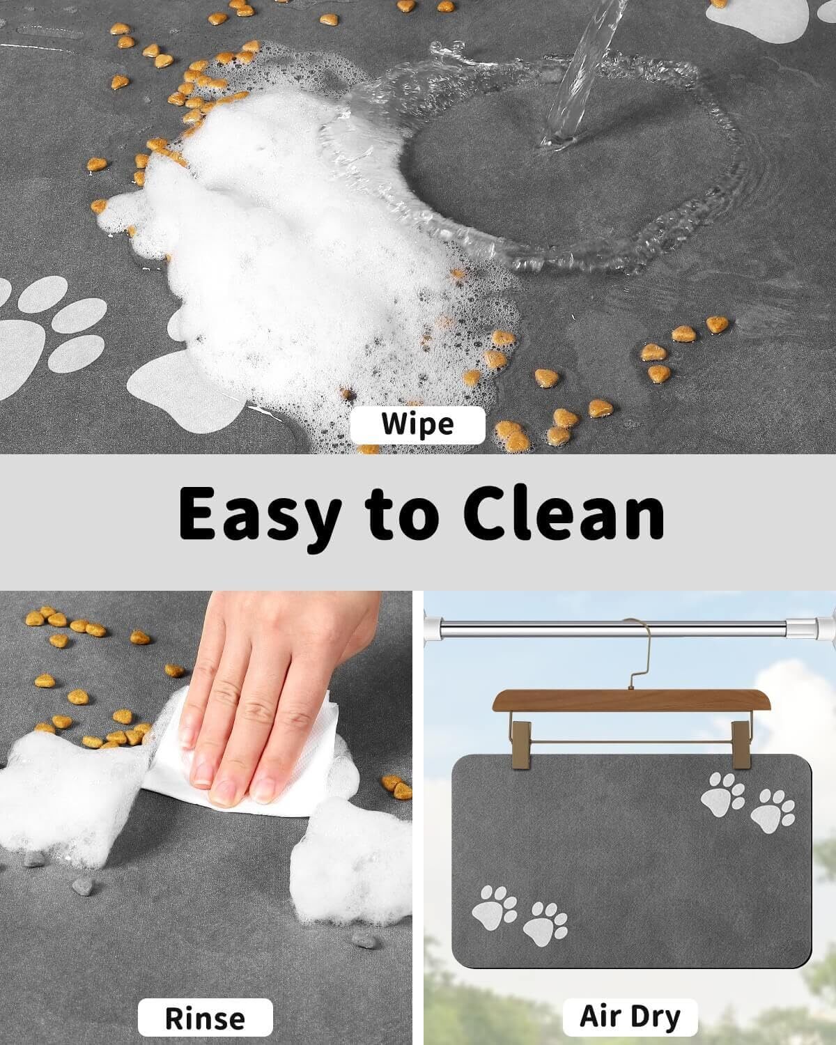 Cat & Dog Feeding Mat for Food and Water Bowl, Dark Gray, Light Brown