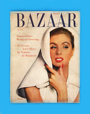 HARPERS BAZAAR-MAY 1956-SUZY PARKER-MONACO-SIMONE de BEAUVOIR-7 SUITS 7 SWIMMERS