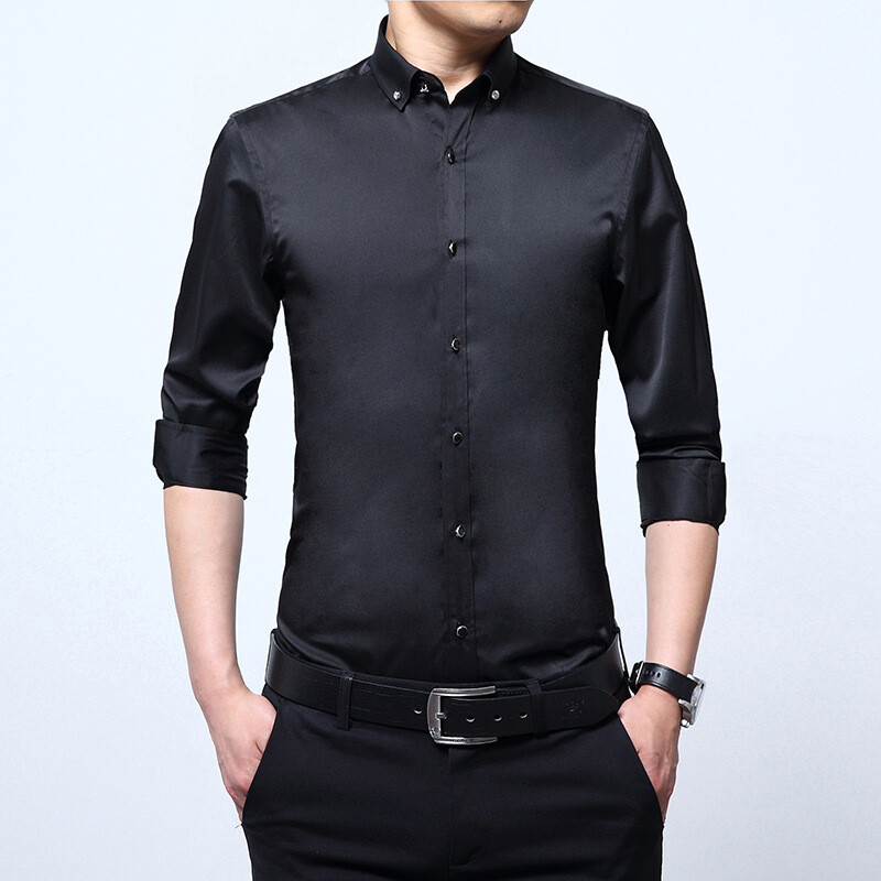 Men's Dress Shirts Long Sleeves Formal Business Slim No Iron