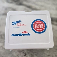 Vintage Detroit Pistons Plastic Lunchbox-- Ziploc Dow Promo