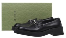 NEW GUCCI MEN'S CURRENT HORSEBIT DETAIL BLACK LEATHER LOAFER SHOES 7.5/ US 8