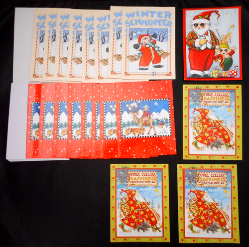 20 Loose Mary Engelbreit Blank Christmas Notecards 16 Envelopes 4/Dimensional