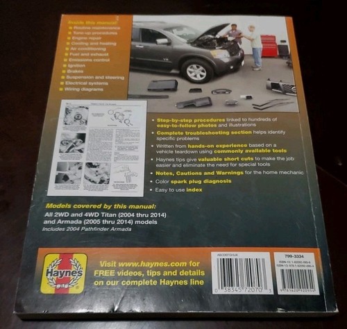 HAYNES Nissan Titan 2004 thru 2014 & Armada 2005 thru 2014 Repair Manual 72070 - Picture 3 of 6