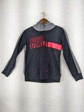 Under Armour Girl  s Black UA Favorite Fleece Hoody Distressed Youth L