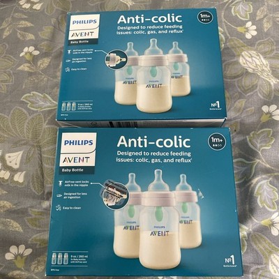 Philips AVENT Anti-Colic Baby Bottle with AirFree Vent, 9oz, 6 Pk, 1m+, Blue