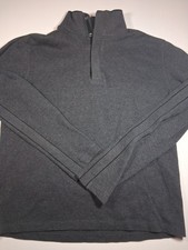 HUGO BOSS Mens L  Grey Rugby 100 Cotton Sweater - 1/4 Snap Closure