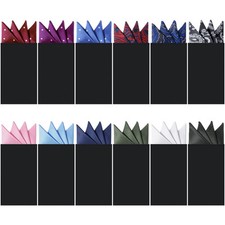 12 Pcs Pocket Squares for Men Prefolded Suit Pocket Squares on Card Masculine...