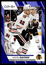 2023-24 O-Pee-Chee Blue Border Nikita Zaitsev Chicago Blackhawks #450