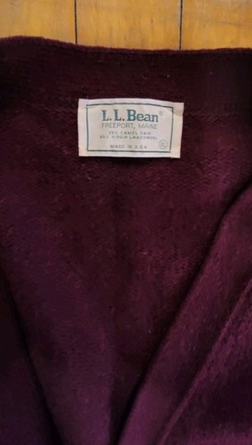 Vintage LL Bean Sweater Men XL Camel Hair Wool Button Cardigan Elbow Patches USA - Picture 5 of 7